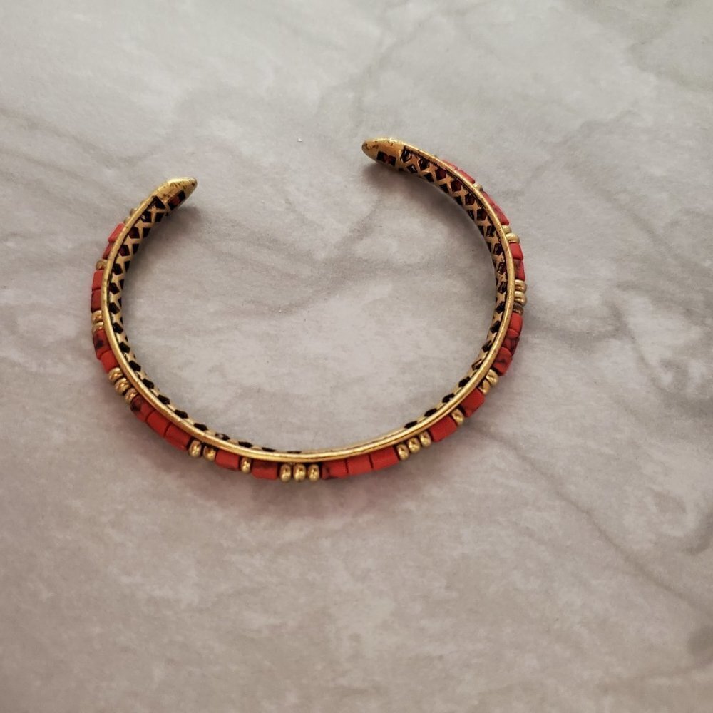 💖 Stella and Dot Beaded Beads Coral Exoctic Antiqed Bracelet 💖 - Picture 8 of 10